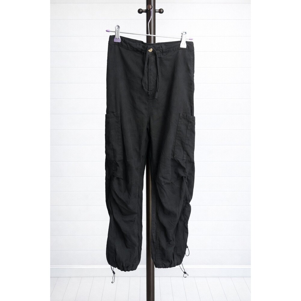 Lovetree Linen Blend Cargo Pant pulls at ankle tie at waist Small